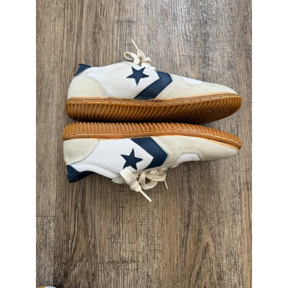 Vintage Converse Star Player Sneakers Size 5.5 Off White Navy Gum Sole Made Kore